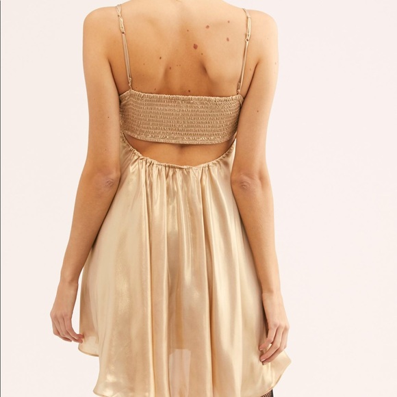 Free People Gold Metallic Just Dance Babydoll Slip - Picture 3 of 11